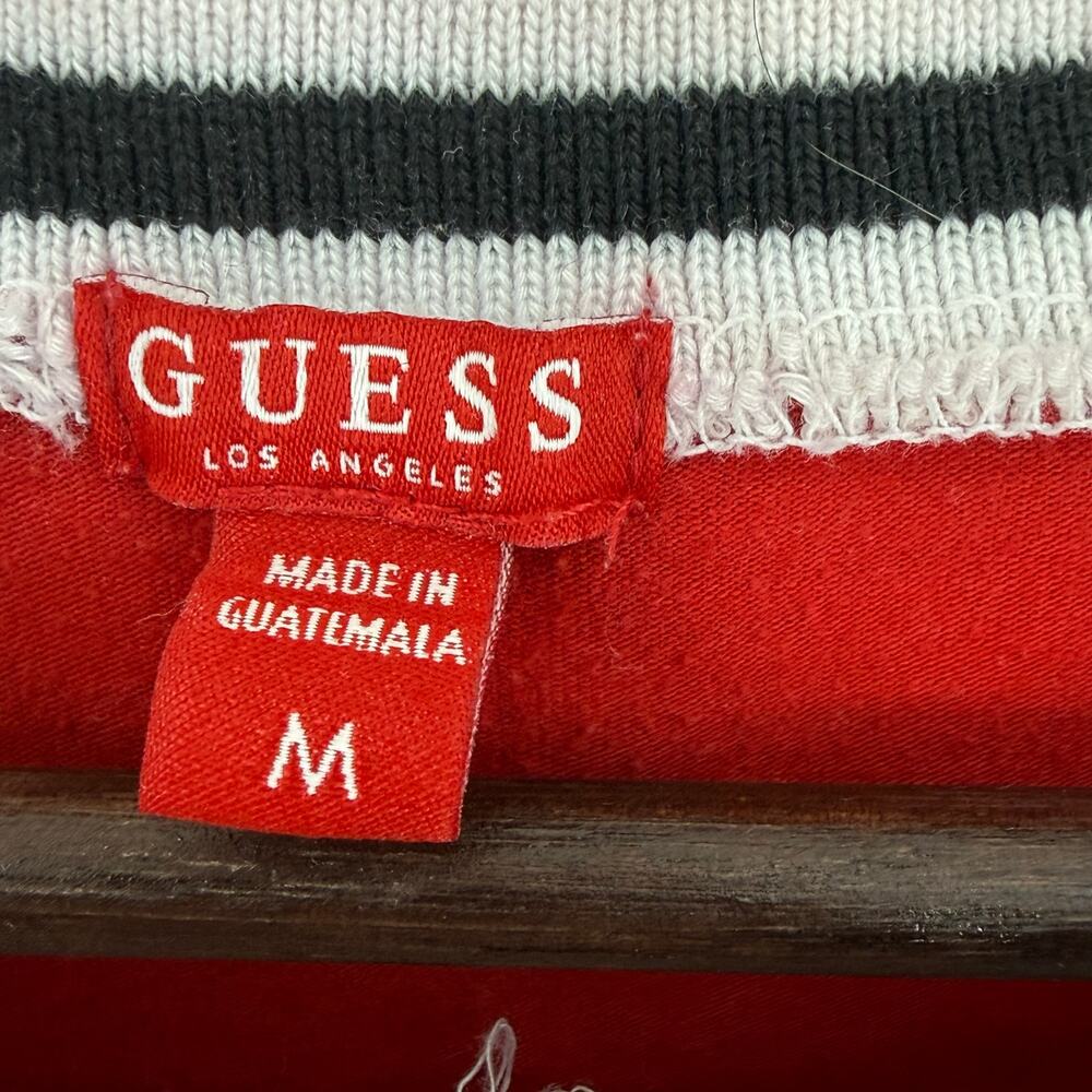 GUESS Red Ringer Tee Embroidered Logo M - Picture 5 of 5